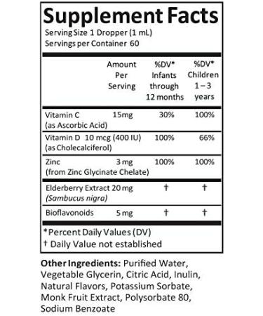 Kiddivit Baby Zinc Liquid Drops with Elderberry, Vitamin D3 & C - 60 Daily Servings - 2 Fl Oz (60 mL) - Buy Online on GoSupps.com