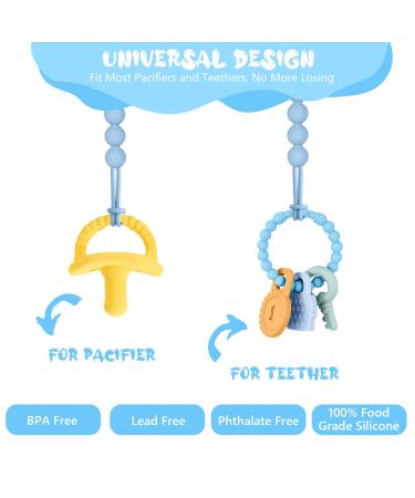 Vicloon Silicone Pacifier Chain Set - 3PC Baby Pacifier Clips for Boys & Girls Cute Elephant Design Perfect Baby Gift - Buy Online on GoSupps.com