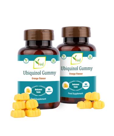 ved Ubiquinol Gummy | Active Form coq10 | High Absorption/Enhanced bioactivity | Essential for Heart Health and Cellular Energy Production | 150 mg 90 Gummy (Pack of 2)