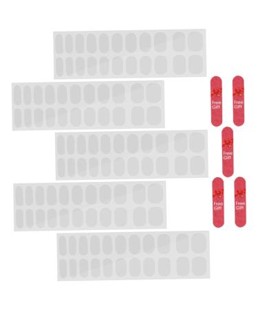 Housoutil 5 Sheets Nail Stickers Nail Care Tool Clear Nail French Manicure Nail Wraps Clear Gel Nail Strips Gel Strips Nail File Gel Wraps Nursing Kit Double Row Double Sided Tape