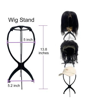 Suttie 2PCS Portable Collapsible Wig Stand - Durable Travel Wig Holder for All Wigs (Black) - Buy Online on GoSupps.com