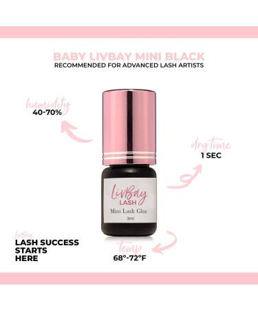 LivBay Lash Glue - Baby LivBay Original Mini | Professional Eyelash Extension Adhesive | 4-6 Weeks Retention & 1Sec Dry Time | 3ml Black - Buy Online on GoSupps.com