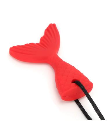 Buy Baby Teether - Silicone Fishtail Shape Teething Stick & Pendant Necklace (Red) | Soft & Safe Chew Toy for Infants - Buy Online on GoSupps.com