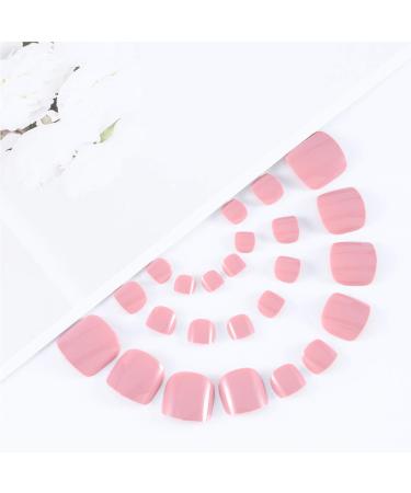 Gortin Pink Acrylic Press On Toe Nails - 24 Pcs Short Square False Toenails for Women - Buy Online on GoSupps.com