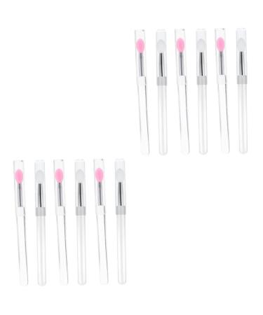 FRCOLOR 12 Pcs Silicone Lip Brush with Lid Gloss Portable Lipstick Applicators Creme Eyeshadows Makeup Accessory Silicone Basting Brush Silicone Lipstick Brush Cosmetic Tool