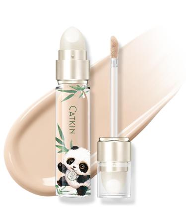 CATKIN Anti Cerne Correcteur Liquide Contouring et claircissant Couvre Les Cernes Rougeurs et Imperfections Contient De l'Acide Hyaluronique Convient Aux Peaux Sensibles Double Pinceau 5.4ml C02 COTTON