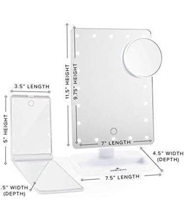 White Impressions Vanity LED Compact Travel Makeup Mirror with Magnifying Glass - Touch XL Bundle with Sensor Switch - Buy Online on GoSupps.com