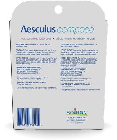 Boiron Aesculus Compose Hemorrhoids Relief Pain Light Bleeding 12 Gram - Buy Online on GoSupps.com