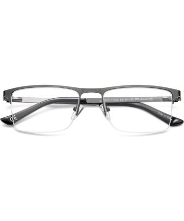 EYECEDAR 5-Pack Reading Glasses for Men Metal Gunmetal Half Frame Spring Hinges Eyeglasses Readers 1.75 Gunmetal 1.75 x - Buy Online on GoSupps.com