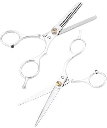 Hairdressing Shear Hair Cutting Barber Scissor 6.1 inch Stainless Steel Professional Haircut Thinning Scissor Portable Beginners Use for Families/Home/Pets/Barber Salon for Men and Women(Two-Piece) - Buy Online on GoSupps.com