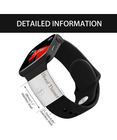 Uloveido Unisex Stainless Steel Engraved Blood Thinner Medical ID Tag for Apple Watch - Y4313-White - Buy Online on GoSupps.com