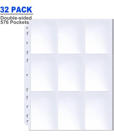 576-Pocket Double-Sided Trading Card Sleeves - 32 Pack | Fits 3 Ring Binder | 9 Pocket Page Protector for Sports, Game, and Business Cards - Buy Online on GoSupps.com