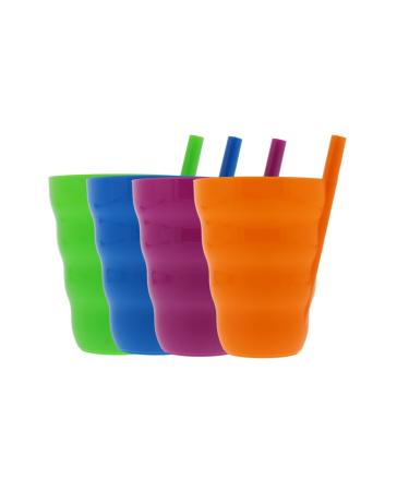 Arrow Sip-A-Cup with Built In Straw For Kids Includes Purple Blue Green Orange (4 Pack)