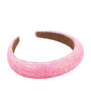Bottone Colorful Beads Headbands for Woman Girl Sponge Hairband for Spa Hair Hoop Colorful Beads Hairband for Taking Photo Pink