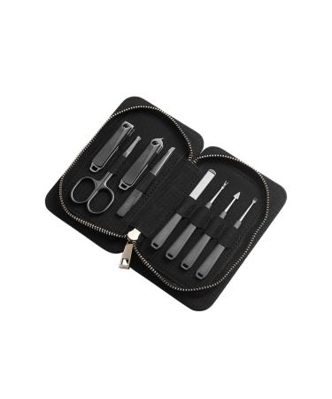 Nail Clipper Set 8-Piece Nail Clippers Set Portable Nail Set Personal Care Pedicure Set Stainless Steel Beauty Set with Portable Fashion Bag (Black) Nail Clipper Kit (Color : A-8-piece Set)