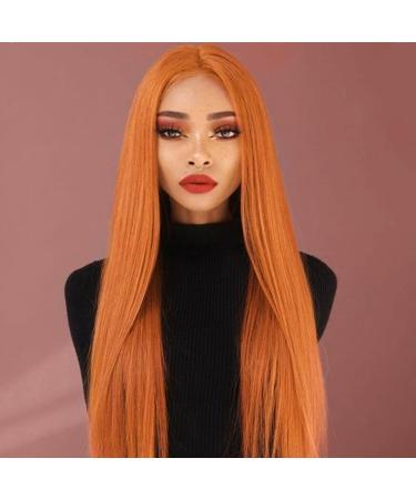 Rainbow Snow Ginger Orange 33 x 4 Lace Front Wigs Synthetic Heat Resistant Hair Wigs for Women Heat Resistant Long Straight Synthetic Lace Front WIGS