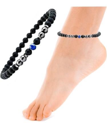 Shop Magnetic Foot Chain - 8.3'' Inner 6mm 2 Packs - Black Frosted & Blue Stone - Static Electricity Relief & Improved Sleep - Buy Online on GoSupps.com