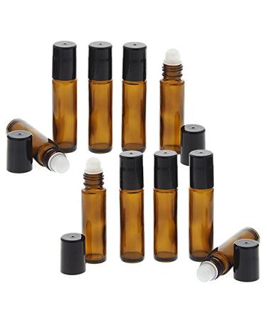 Brown glass deodorant stick 10ml Kosmetex empty roll-on bottle with deodorant roller for self-filling 10 pieces 10 ml (pack of 10)