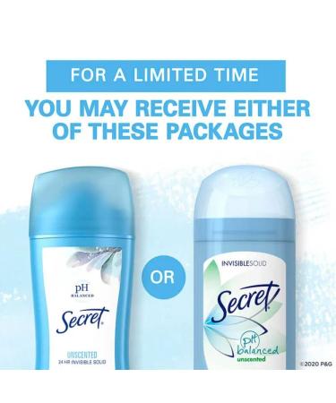 Secret Unscented Invisible Solid Antiperspirant Deodorant 2.6oz (Pack of 3) - Buy Online on GoSupps.com