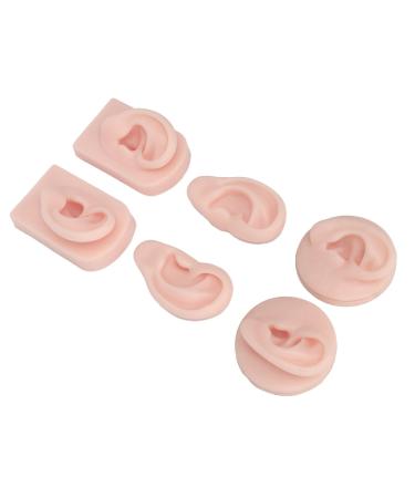Ear Model Soft Multipurpose Reusable Elastic Silicone Human Ear Model 3 Pairs for Earring Display Accessories (Light Skin Color)