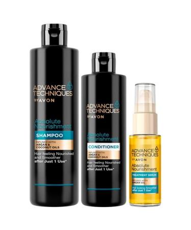 AVON Advance Techniques Moroccan Argan Oil Hair Care Set 3Piece ShampooRinseSerum