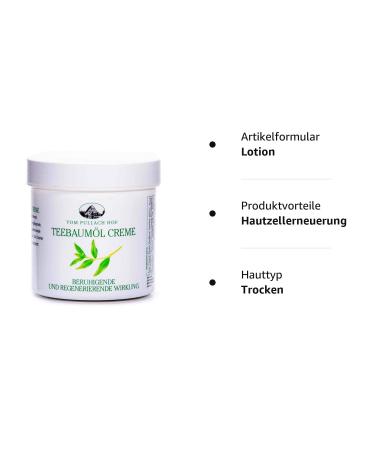 Pullach Hof Tea Tree Oil Cream | Ointment for Dryness | 250ml - Soothing Relief for Skin | International Shipping - Buy Online on GoSupps.com