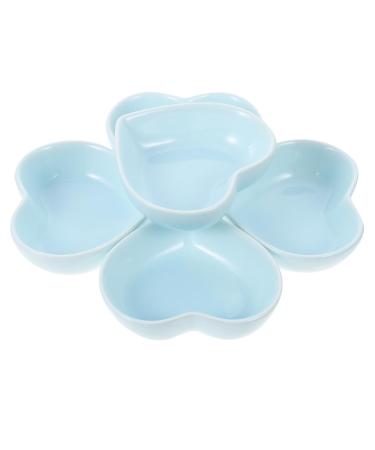 Zerodeko 6pcs Heart Shaped Plate Kimchi Containers Pasta Container Seasoning Bowl Japanese Snacks Noodle Bowl Wok Flatware Ceramic Sauce Dishes Soy Sauce Ceramics Seasoning Plate re-usable 8X7CM Blue