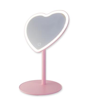 Pink Heart Mirror with Lights for Makeup Desk. Heart Shaped Mirror for Pink Room Decor. Pink Mirror for Dresser  Aesthetic Mirror with Lighting  Heart Vanity Mirror for Makeup and Beauty Routine.