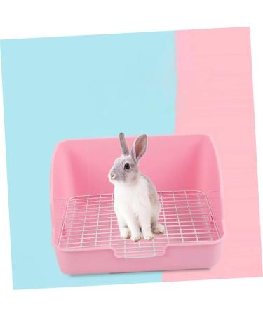 HAPINARY Box Rabbit Potty Bunny Litter Cat Litter Pan Hamster Toilet Corner Pet Litter Pan Plastic 28x23cm Pink - Buy Online on GoSupps.com