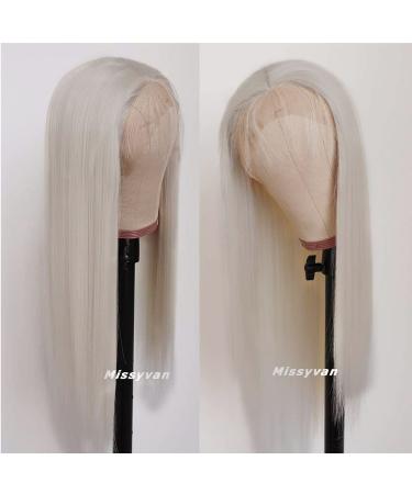 Missyvan White Lace Front Wig - Long Straight Platinum Blonde Synthetic Hair for Fashion Women - Buy Online on GoSupps.com