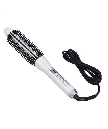 Curling Iron Brush Hair Straightener Brush Tourmaline Ceramic Hot Round Curler Comb Heated Volumizing Brush Curling Iron LCD Display Curling Wand Brush for Short&Long Hair 26mm