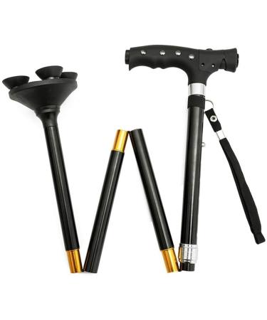 SilteD Adjustable Crutches Collapsible Elderly Adjustment Crutches Retractable Small Four-Corner Cane with Lights Parent's Gift
