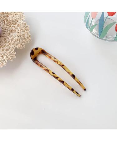 4 Pieces French U-shaped Hairpin with Two Prongs U Shape Hair Clips Chignon Pin Tortoise Shell U Sticks Pins for Women Girls Hairstyles - Buy Online on GoSupps.com