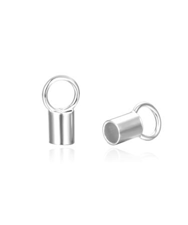 20pcs Adabele Authentic 925 Sterling Silver Crimp End Caps Barrel with Loop for 1.5mm (0.06 Inch) Beading Cord Wire Thread Jewelry Making SS57-3 Used for 1.5mm cord - 20pcs Rhodium Silver