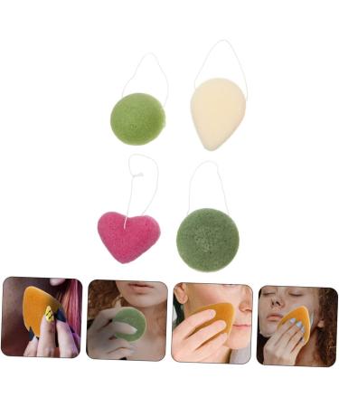 Beaupretty 4pcs Konjac Sponge Set - Exfoliating Face & Body Cleansing Sponges for Makeup & Skincare | Natural Heart-Shaped Beauty Tools - Buy Online on GoSupps.com
