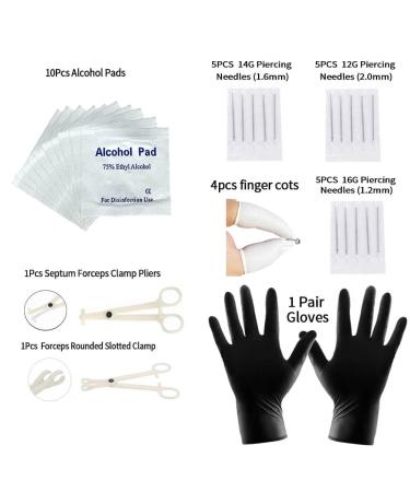 Tustrion 80PCS Stainless Steel Nose Piercing Kit | 12G 14G 16G Needles for Ear, Cartilage, Tragus, Septum, Lip, Eyebrow | Body Piercing Jewelry Set - Buy Online on GoSupps.com