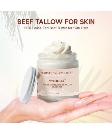 100% Grass Fed Beef Tallow for Skin Care - Organic Unscented Moisturizer for Face & Body | 4 Oz Whipped Tallow for Sensitive Skin - Buy Online on GoSupps.com