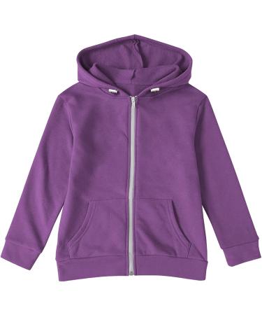 Sidefeel Girls Long Sleeve Hoodie Sweatshirt with Zipper and Pockets - Size 10-11 Years (Purple) - Buy Online on GoSupps.com