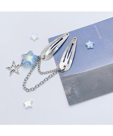 hgnxa Star Chain Pendent Hair Clip Hairpin with Pentastar Decoration Colorful Hair Barrette for Girls Style Ornaments Blue - Buy Online on GoSupps.com