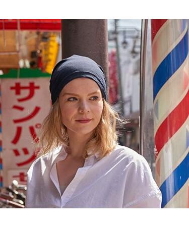 Welrog Women's Chemo Hat & Scarf - Soft Slouchy Turban Head Wrap for Cancer & Hair Loss King Size - Blue & Light Gray - Buy Online on GoSupps.com