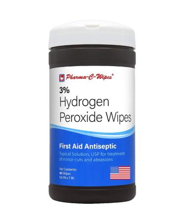 Pharma-C-Wipes 3% Hydrogen Peroxide Wipes - 1 canister - 40 wipes