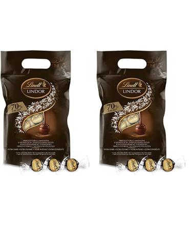 Lindt - Sachet Grand format LINDOR - Chocolat Noir 70% Cacao - C ur Fondant 1Kg (Lot de 2)