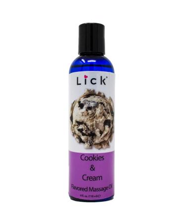 Lick Cookies and Cream Edible Massage Oil with Vitamin E - Sweet Almond Oil Relaxing & Non-Sticky for Full Body Massages - 4 oz