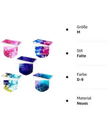 Winfer 50/100 Pack Disposable 3-Layer Colored Face Masks & Scarves for Adults - Breathable Motif Mouth & Nose Protection - Buy Online on GoSupps.com
