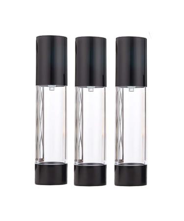 3 x black airtight pumping empty refillable plastic bottles for cream lotion toner cosmetics hygiene items fluid containers travel bottle doses 50 ml