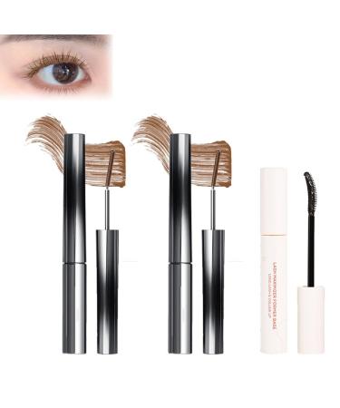 Lijieyou Curling Iron Mascara Lijieyou Mascara 3D Curling Eyelash Iron Mascara Metal Mascara Wand Three-Dimensional Curling Metal Steel Tube Mascara Waterproof Long Iron Mascara (Brown*C*2)