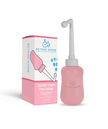 Upside Down Peri Bottle for Postpartum Care | Portable Bidet | Spray Bottle for Perineal Cleansing and Recovery | Postpartum Essential (Peach 10 oz)