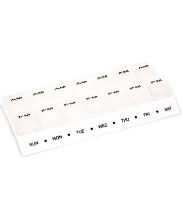 Safe and Sound Weekly Pill Organiser with 2 Compartments Per Day - Printed and Braille, Flip-top Lids, Push-open Catches - Clear, 1 Count (Pack of 1) - Buy Online on GoSupps.com