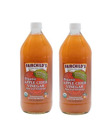 Fairchild's Organic Raw & Unfiltered Apple Cider Vinegar, 32 FZ - Two Pack