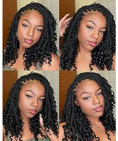 Boho Box Braids Crochet Hair 14 inch 8 Packs - Curly Ends Goddess Box Braids for Black Women | 1B# Color - Buy Online on GoSupps.com
